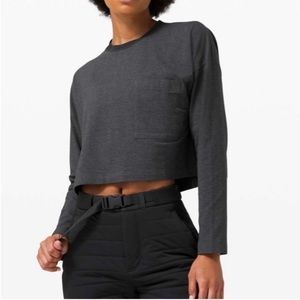 Lulu lemon black heathered boxy cropped long sleeve size 8
